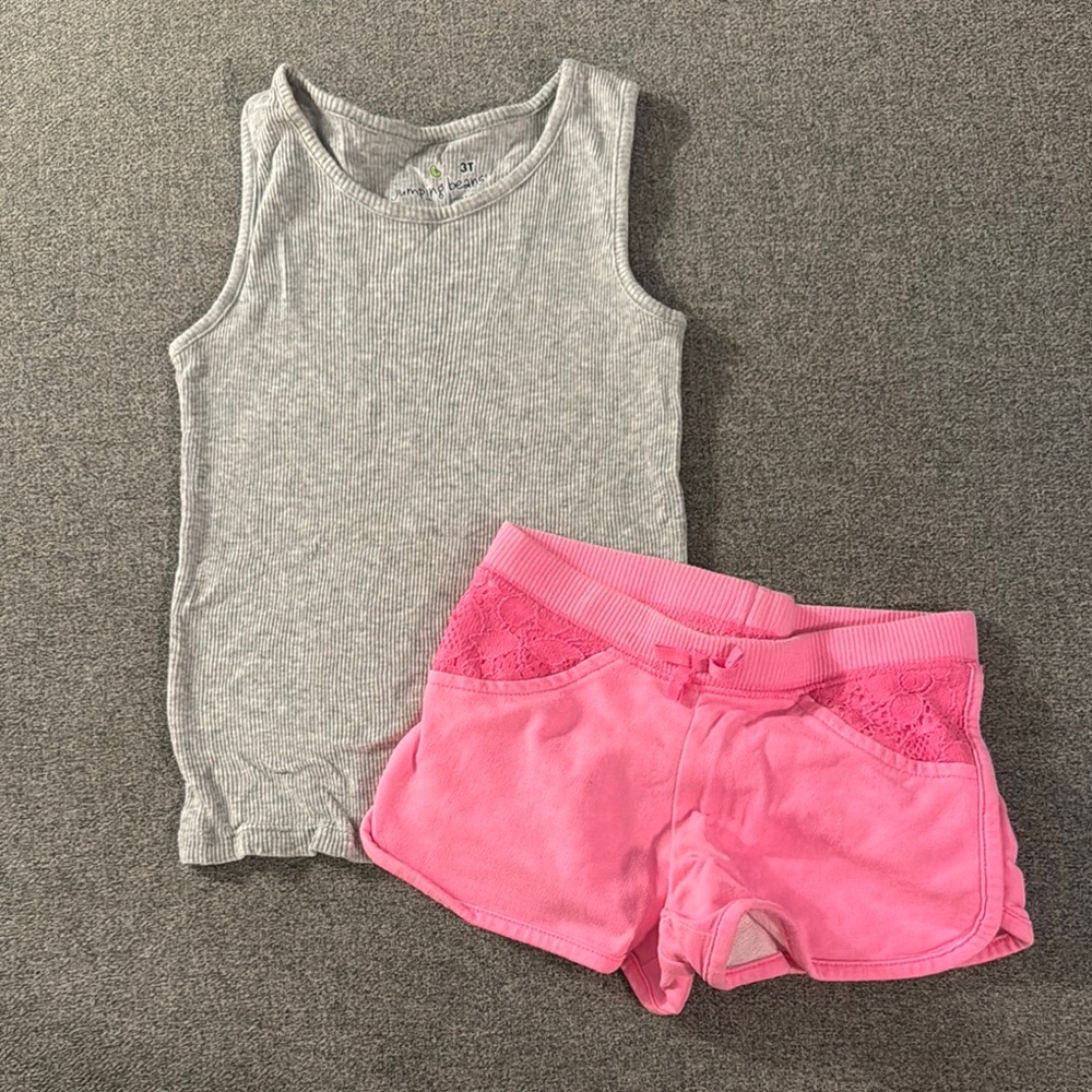 5/$15- Gray Tank Top and Pink Shorts Set